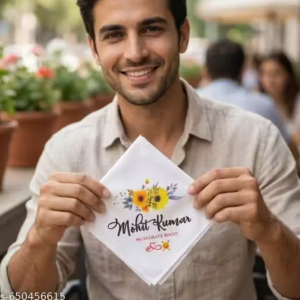 Personalized Printed Handkerchief for Your Love” Floral Design
