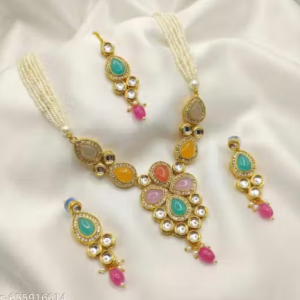 Traditional Pearl Kundan Necklace Set for Women