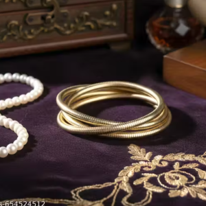 Trendy Gold-Toned Flexible Coil Bangles for Women & Girls