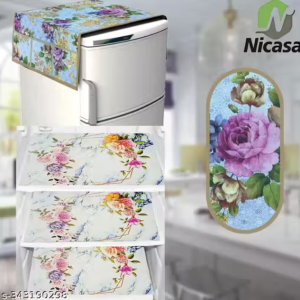 HD Premium Quality Fridge cover for Top with 1 Pec of handle and 3 pec of fridge mat - set of 5 pec