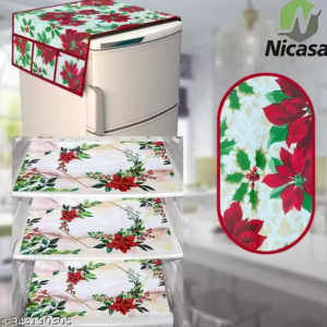 HD Premium Quality Fridge cover for Top with 1 Pec of handle and 3 pec of fridge mat - set of 5 pec