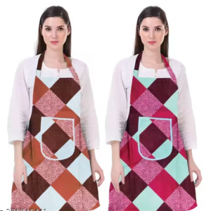 Kitchen Apron- Waterproof /Oil-Proof - Adjustable Aprons with Pockets for Women Men Washable - Pack of 2 (color As per availibility)