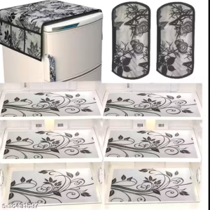 Nicasa HD Premium Quality combo of fridge top with 2 pec handle, and 6 mats-set of 9 pieces