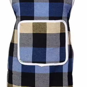 Check Design Cotton Waterproof Kitchen Apron with Front Pocket Set of 1 Pcs (Color As Per Availability)