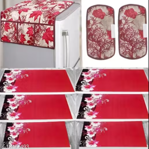 Nicasa HD Premium Quality combo of fridge top with 2 pec handle, and 6 mats-set of 9 pieces