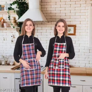 NICASA Kitchen Apron- Waterproof /Oil-Proof - Adjustable Aprons with Pockets for Women Men Washable - Pack of 2 (color As per availibility)