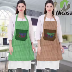 Kitchen Apron- Waterproof /Oil-Proof - Adjustable Aprons with Pockets for Women Men Washable - Pack of 2 (color As per availibility)