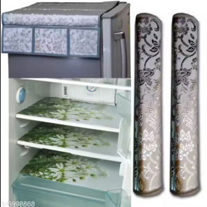 Fridge Cover with 6 Utility Pockets, 6 Pcs Fridge Mat & 2 Handle Cover