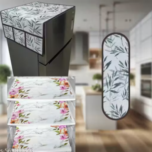 NICASA HD Preimum Quality Fridge Top Cover with 1 pec of Handlle and 3 pec of Fridge Mat - Set of 5