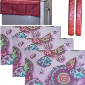 Nicasa HD Premium Quality combo of fridge top, 2 handle cover and 3 mats-set of 6 pieces
