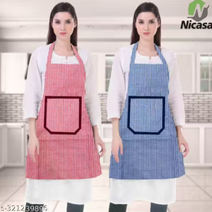 Kitchen Apron- Waterproof /Oil-Proof - Adjustable Aprons with Pockets for Women Men Washable - Pack of 2 (color As per availibility)