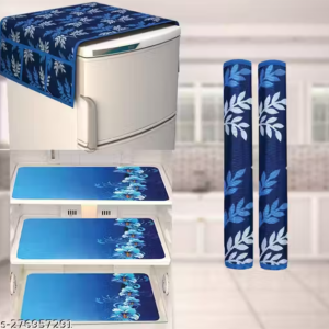 HD Premium Quality Fridge cover for Top with 2 Pec of handle and 3 pec of Fridge Mats - Set of 6 piece