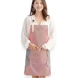 Krishna E Waterproof Unisex Strips Kitchen Apron with Center Pocket and Both Side Stitched Towel