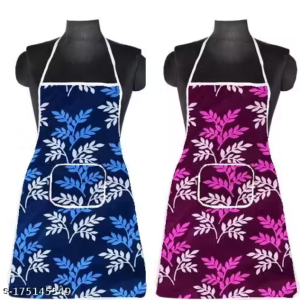 Nicasa Kitchen Apron- Waterproof /Oil-Proof - Adjustable Aprons with Pockets for Women Men Washable - Pack of 2 (color As per availibility)