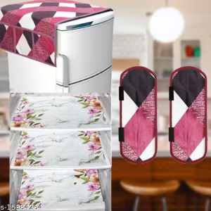 Nicasa HD Premium Quality combo of fridge top, 1 handle cover and 3 mats-set of 5 pieces