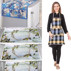 NICASA HD Premium Quality Fridge cover for Top with 3 pec fridge mats and 1 pec of Apron - Set of 5 piece