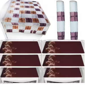 Nicasa HD Premium Quality combo of fridge top, 2 handle cover and 6 mats-set of 9 pieces