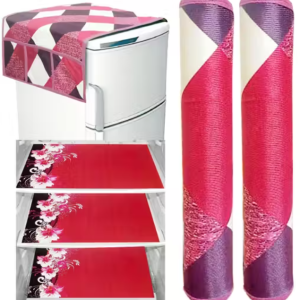 Fridge Cover With 6 Utility Pockets and 3 Piece Mat and 2 Handle Cover