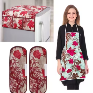 NICASA HD Premium Quality Fridge cover for Top with 2 Pec of handle and 1 pec of Aprons - Set of 4 piece