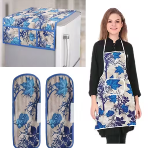 NICASA HD Premium Quality Fridge cover for Top with 2 Pec of handle and 1 pec of Aprons - Set of 4 piece