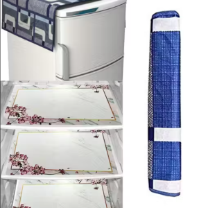 NICASA HD Premium Quality Fridge cover for Top with 1 pec handle set and 3 pec fridge mats - Set of 5 piece