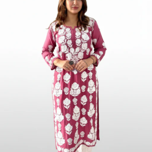 VIDHI Pink Pure Modal Chikankari Kurti