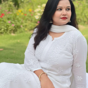 YATI White Pure Viscose Chikankari 3D Emboss 4pcs Set-COLOR CUSTOMIZATION