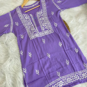 KHUSHI Purple Modal Chikankari Short Top