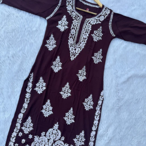 SHUBHI Brown Modal Chikankari Kurti