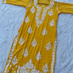 SHUBHI Yellow Modal Chikankari Kurti