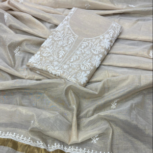 SIA Tissue Kurta Dupatta Chikanakari Set Emellished With Pearl cut dana