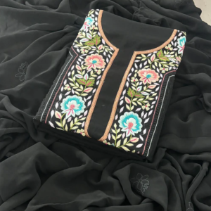 VANMALA Black Pure Viscose Chikankari Kurta Dupatta Set