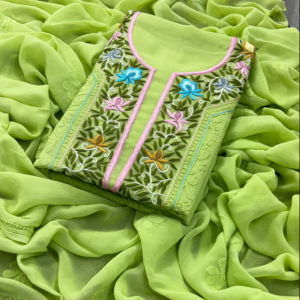 VANMALA Green Pure Viscose Chikankari Kurta Dupatta Set