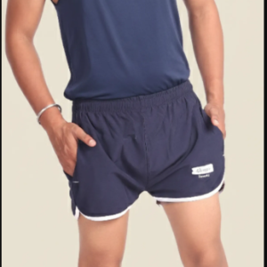 Black Lycra Blend Polyester Elasticated Solid Shorts For Men