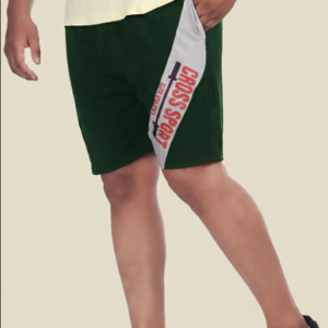 Green Lycra Blend Polyester Elasticated Solid Shorts For Men
