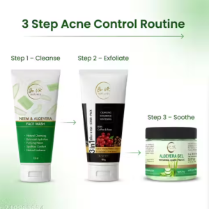 Dr. NK Nature’s 3 Step Skin Care Combo – Neem Facewash + 3in1 Scrub + FREE Aloe Vera Gel