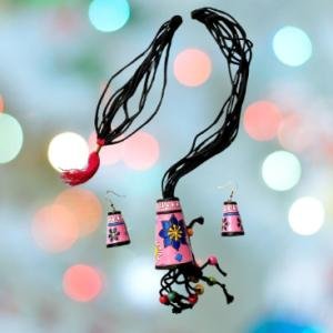 Traditional Terracotta Jewellery Handicraft Set | Handmade Necklace and Earrings for Women