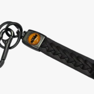 Premium Braided Leather Keychain with Stainless Steel Clasp, Black Metal Key Ring, Anti-Rust