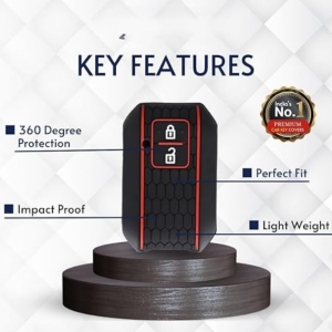 Iconic Keychains Key Cover Black Remote Key Shell, Rubber Key Case, 2 Button Push Start, for Maruti Suzuki Baleno 2022 and Brezza 2022