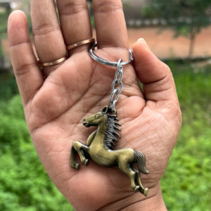 Premium Horse Keychain, Antique Bronze Metal, Running Horse Design