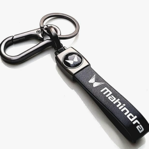 Premium Leather Keychain and Keyring Compatible with XUV 700 | Scorpio N | XUV 300 | Thar | Scorpio Classic (MAHINDR-A New Logo Pouch Free)