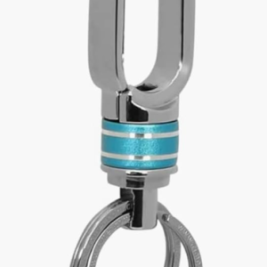 Silverline Stylish Hook Locking Silver Metal Carabiner Double Ring Hook Metal Key Chain for Men & Women