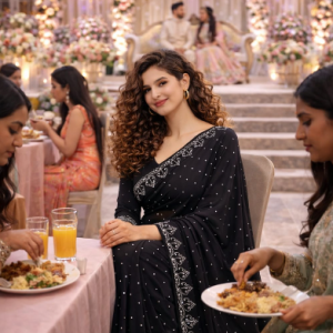 Elegant Black Embroidered Party Wear Saree