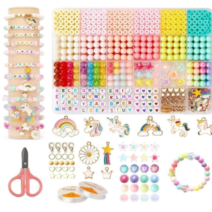SUNTARA Clay Beads for Bracelet Making Set, Bracelet Beads Kit, Color Polymer Flat Beads Jewellery Making Kit for Girls