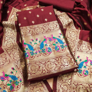 Banarasi silk unstitched salwar suit