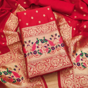 Banarasi silk unstitched salwar suit