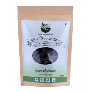 Organic Diet Fresh & Pure Organic Black Cardamom Raw (Sabut Elaichi | Cardamon | Cardamum | Ilaichi) – 50 g