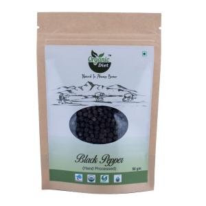 Organic Diet Fresh & Pure Organic Black Pepper Seeds Raw (Sabut Kali Mirch | Milagu Kare Manasu | Kalamari | Gol Mirch Dana) – 50 g
