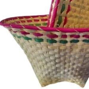 Palm Leaf Handwoven Pooja Basket Set, Multi-Coloured, Pack of 2