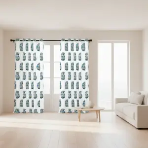 Ethnic Padma Block Print Curtains – Jaipuri Kairi Floral Design in Green / 100% Cotton